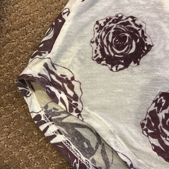 Chaser Women’s Sheer White Tank Top with Grey Trim and Brown Velvet Roses - Picture 5 of 7